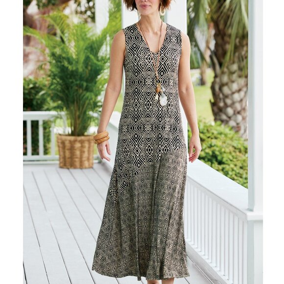 Soft Surroundings Brown Geometric Maxi Dress - Picture 2 of 5